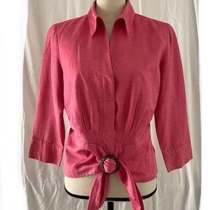 Vintage Silk Land Blouse, Dusty Pinky/Coral Size 4 100% Silk Shell